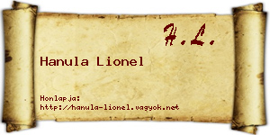 Hanula Lionel névjegykártya